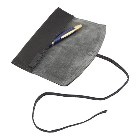 FOP-605423Pensemble Single Pouch Black Leather Roll-Open fop-605423pensemble-single-pouch-black-leather-roll-open