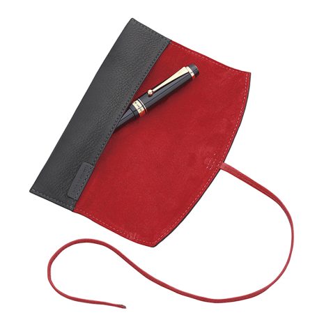 FOP-605460-Pensemble Single Pouch RedBlack Leather Roll-Open fop-605460-pensemble-single-pouch-redblack-leather-roll-open