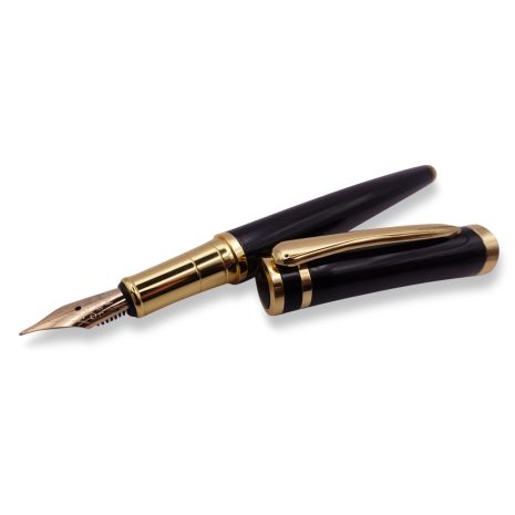 FPOF-001-2 Black and Gold Fountain Pen with Yellow Gold Nib FPOF-001-2 Black and Gold Fountain Pen with Yellow Gold Nib