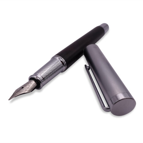 FPOF-005-2 Black and Silver Fountain Pen with Silver Nib FPOF-005-2 Black and Silver Fountain Pen with Silver Nib