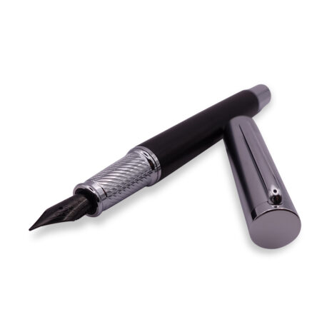 FPOF-006-2 Black and Silver Fountain Pen with Black Nib FPOF-006-2 Black and Silver Fountain Pen with Black Nib
