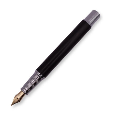 FPOF-007-1 Black and Silver Fountain Pen with Yellow Gold Nib FPOF-007-1 Black and Silver Fountain Pen with Yellow Gold Nib