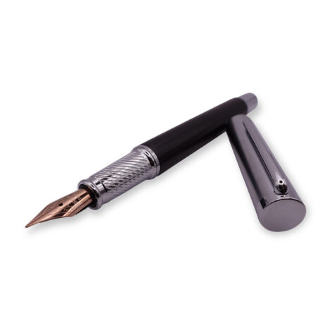 FPOF-008-2 Black and Silver Fountain Pen with Rose Gold Nib FPOF-008-2 Black and Silver Fountain Pen with Rose Gold Nib