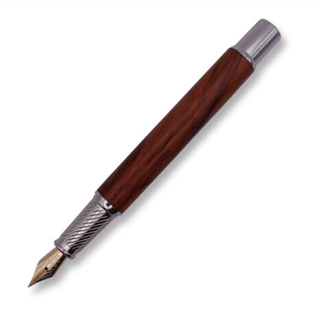 FPOF-013-1 Woodgrain and silver fountain pen with yellow gold nib FPOF-013-1 Woodgrain and silver fountain pen with yellow gold nib