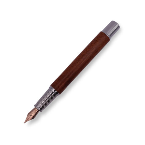 FPOF-014-1 Woodgrain and silver fountain pen with rose gold nib FPOF-014-1 Woodgrain and silver fountain pen with rose gold nib