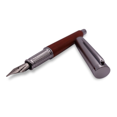 FPOF-015-2 Woodgrain and silver fountain pen with silver nib FPOF-015-2 Woodgrain and silver fountain pen with silver nib