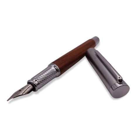 FPOF-021-2 Woodgrain and silver fountain pen with silver nib FPOF-021-2 Woodgrain and silver fountain pen with silver nib