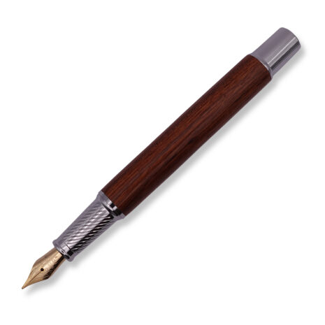 FPOF-022-1 Woodgrain and silver fountain pen with yellow gold nib FPOF-022-1 Woodgrain and silver fountain pen with yellow gold nib