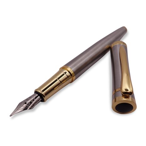 FPOF-028-2 Tungsten Grey and Gold Fountain Pen with Silver Nib FPOF-028-2 Tungsten Grey and Gold Fountain Pen with Silver Nib