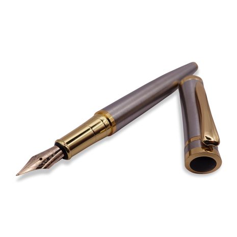FPOF-029-2 Tungsten Grey and Gold Fountain Pen with Yellow Gold Nib FPOF-029-2 Tungsten Grey and Gold Fountain Pen with Yellow Gold Nib