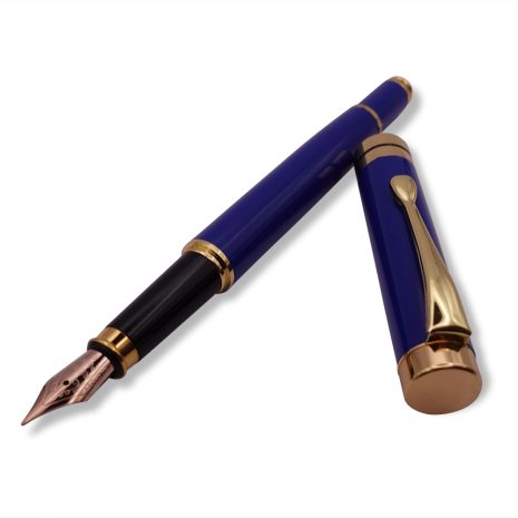 FPOF-039-2 Royal Blue and Gold Fountain Pen with Rose Gold Nib FPOF-039-2 Royal Blue and Gold Fountain Pen with Rose Gold Nib