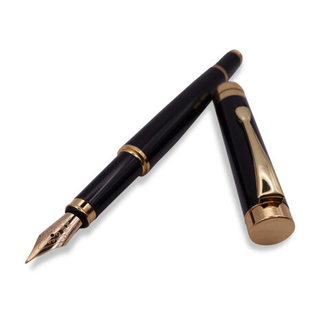 FPOF-045-2 Black and Gold Fountain Pen with Yellow Gold Nib FPOF-045-2 Black and Gold Fountain Pen with Yellow Gold Nib